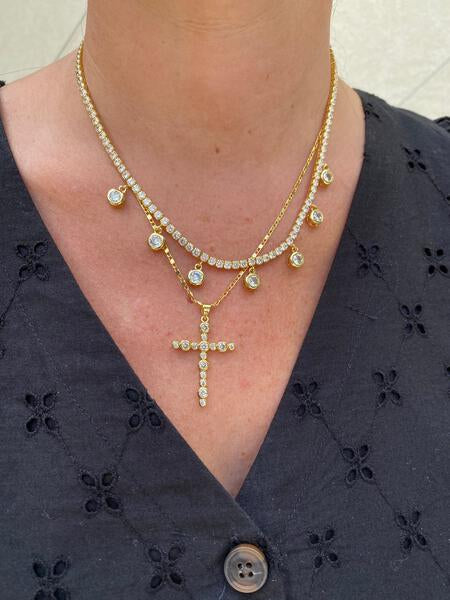 Bezel Cross Necklace