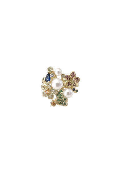 Flower Pearl Ring in Multi