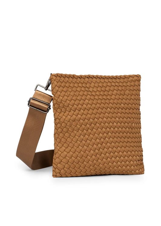 Val Camel Convertible Woven Crossbody