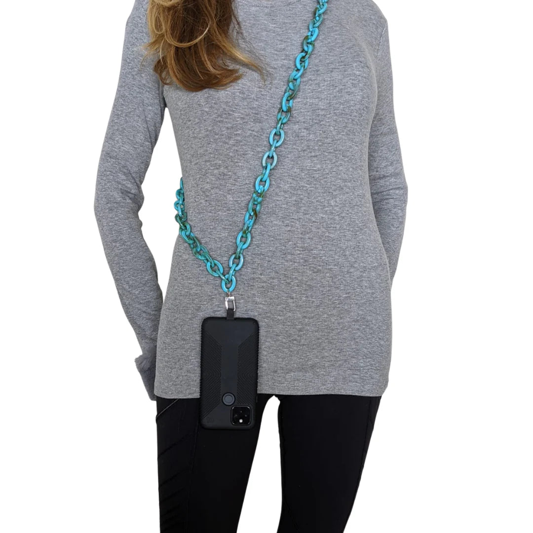 Tropical Turquoise Acrylic Crossbody Phone Chain