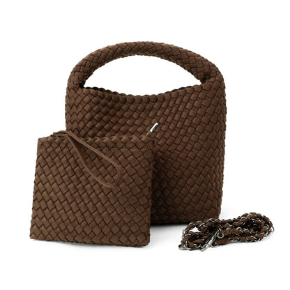 Shelly Woven Bucket Bag in Chocolate PREORDER (Ships 1/15)