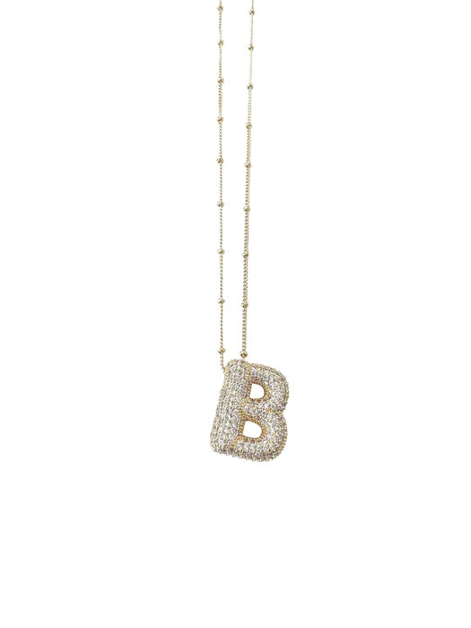 Bubble Pavé Initial Necklace