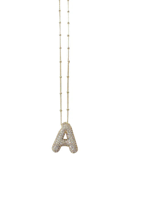 Bubble Pavé Initial Necklace