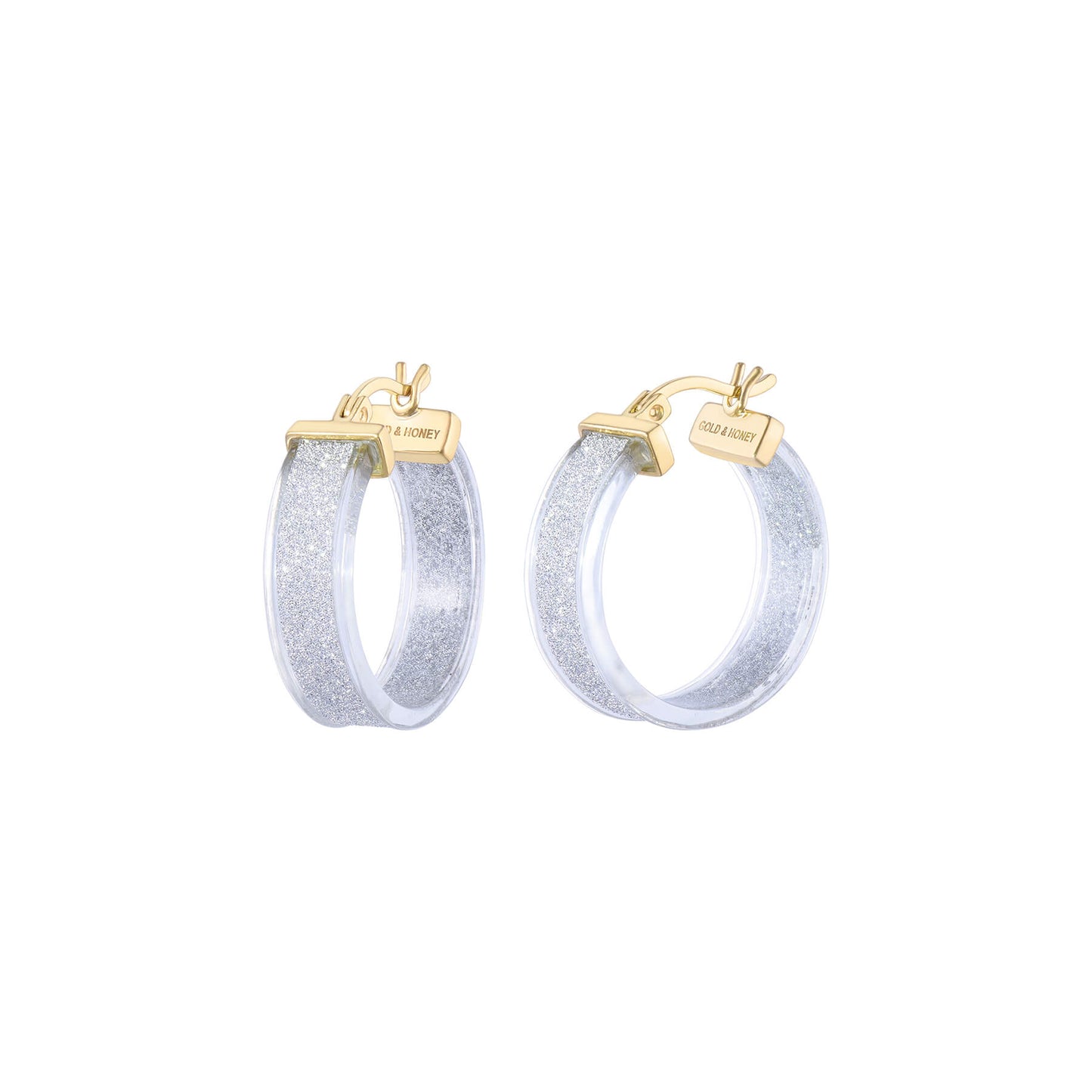 Wide Glitter Lucite Hoop Earrings