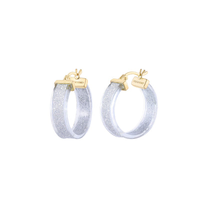 Wide Glitter Lucite Hoop Earrings