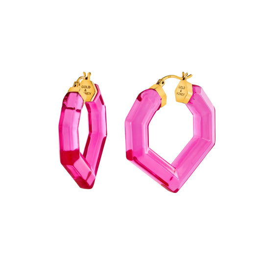 Heart Gem Lucite Hoop Earrings