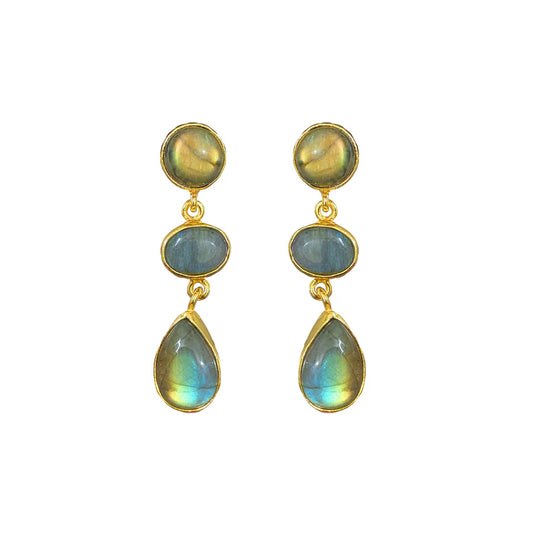 Three Stone Labradorite Earrings