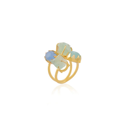 Quadro Ring in Mint & Blue Chalcedony