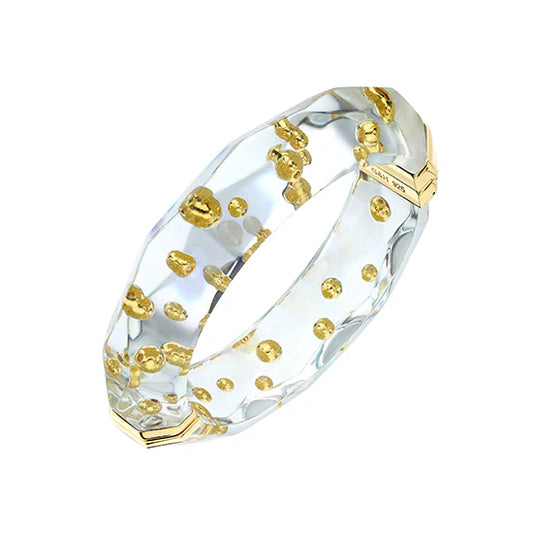 Faceted Lucite Bangle with Gold Beads