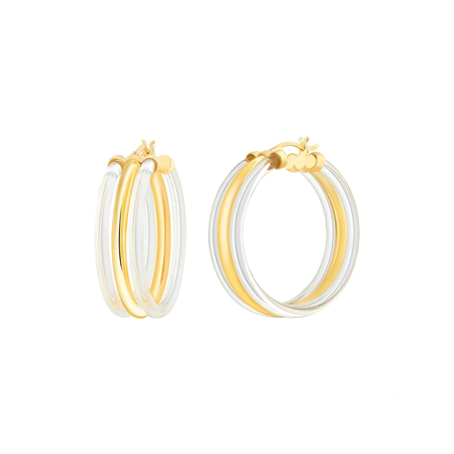 Clear Ridge Lucite Hoop Earrings