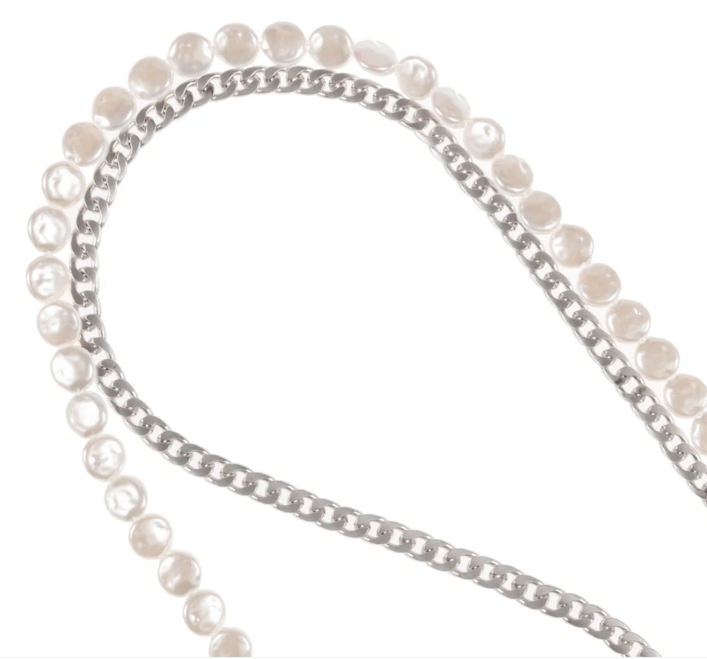 Something About Silver - Matte Silver & Pearl Crossbody Chain