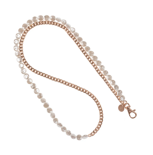 No Way Rosé - Matte Rose Gold & Pearl Crossbody Chain