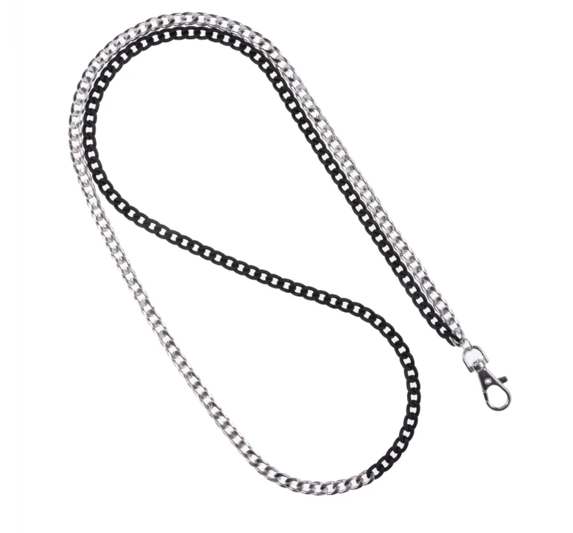 Two Tone Black N' Silver Crossbody Phone Chain