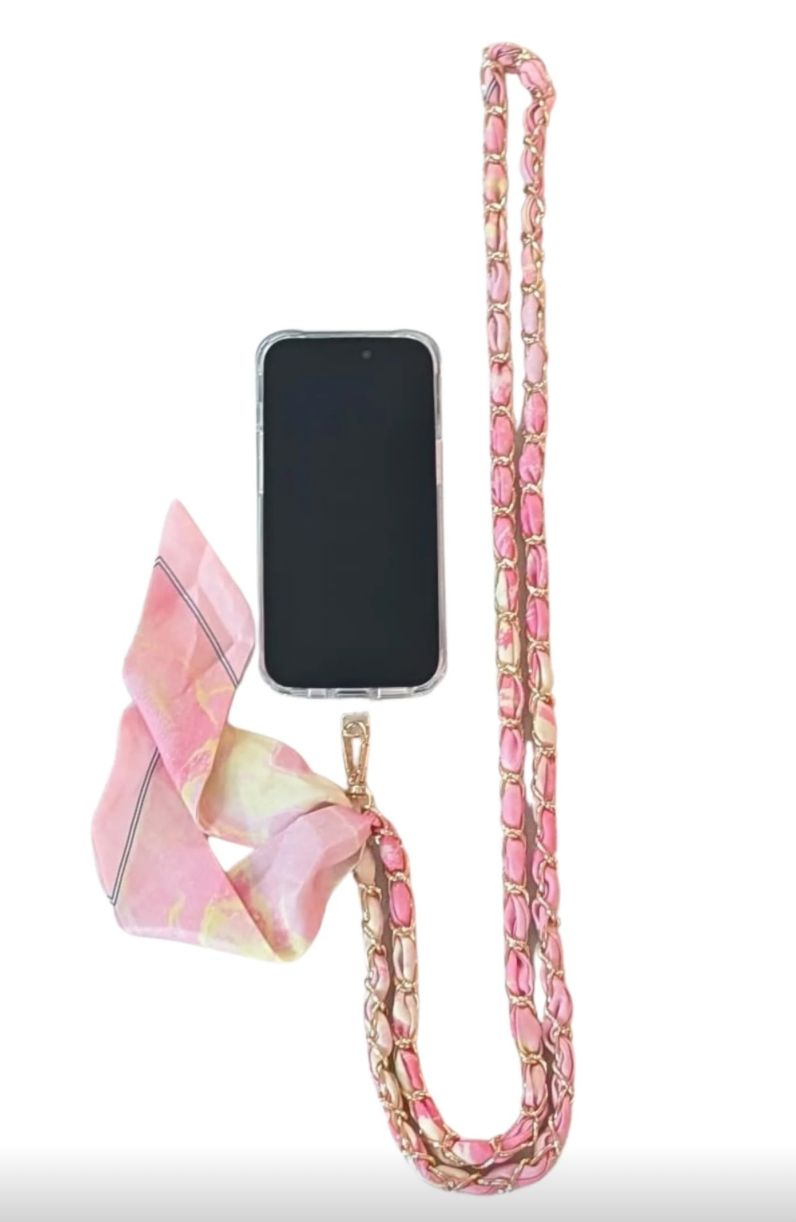 Pink Champagne Crossbody Phone Chain