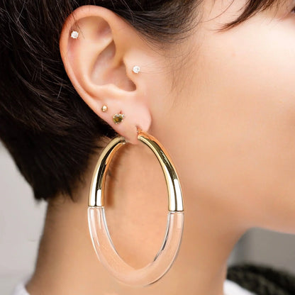 XL Clear Chunky Graduated Hoop Earrings