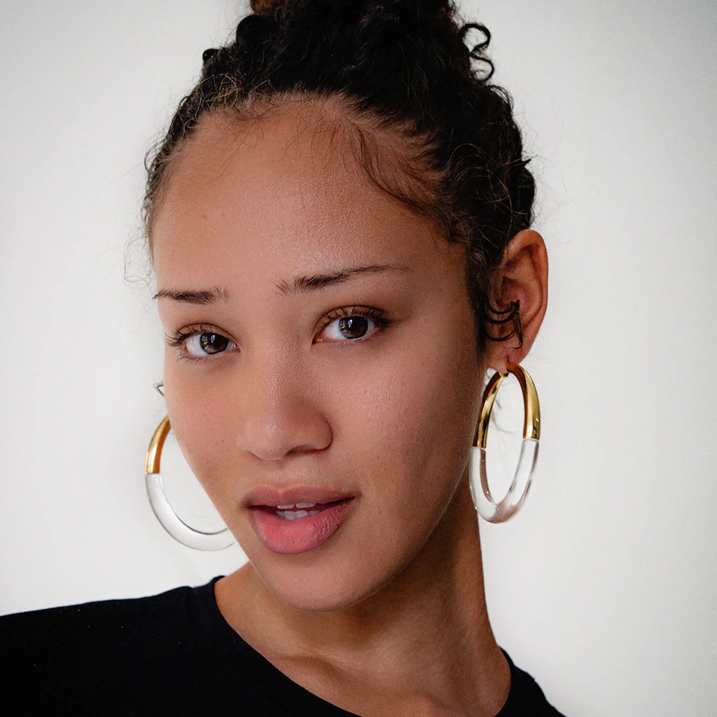 XL Clear Chunky Graduated Hoop Earrings