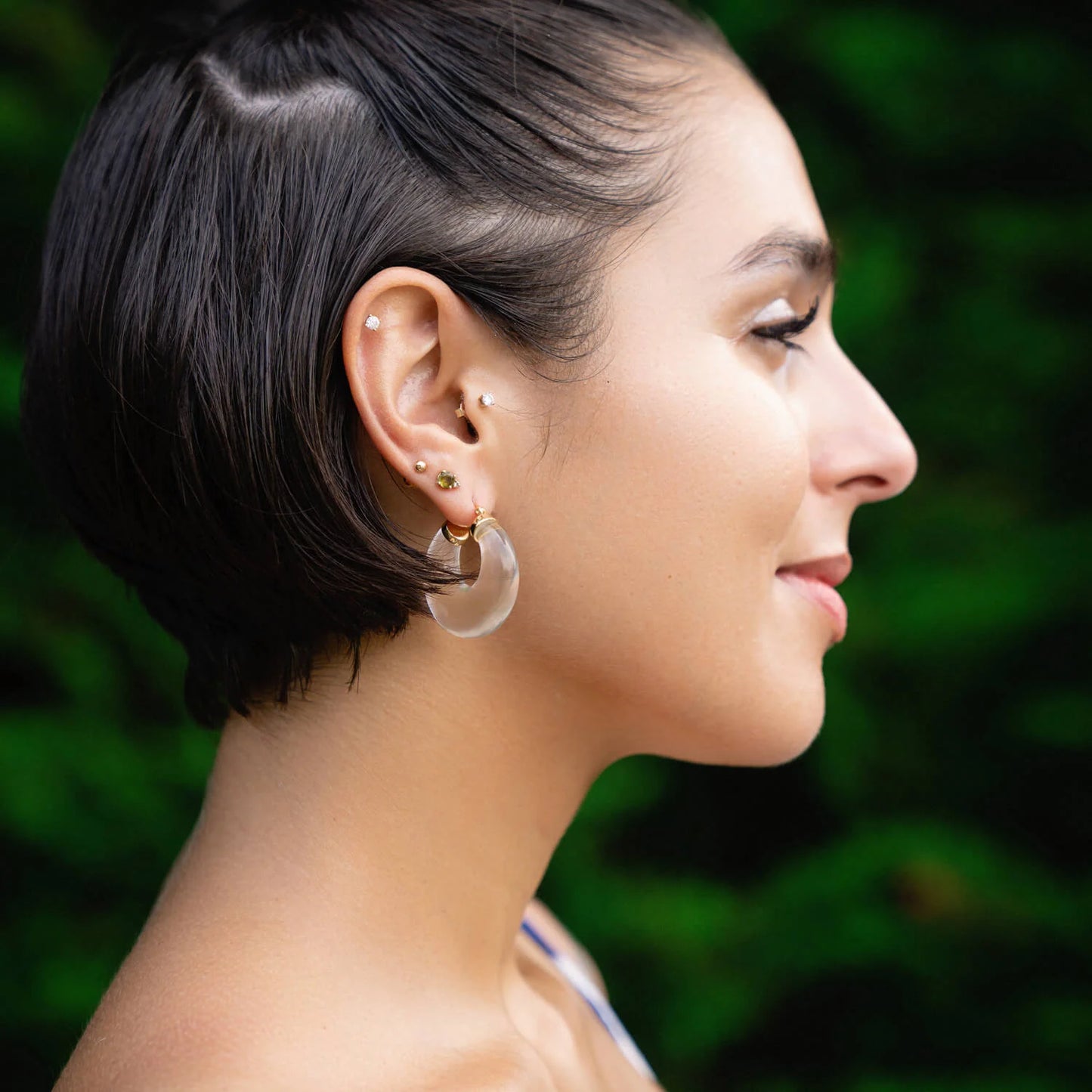 Clear Chunky Graduated Hoop Earrings