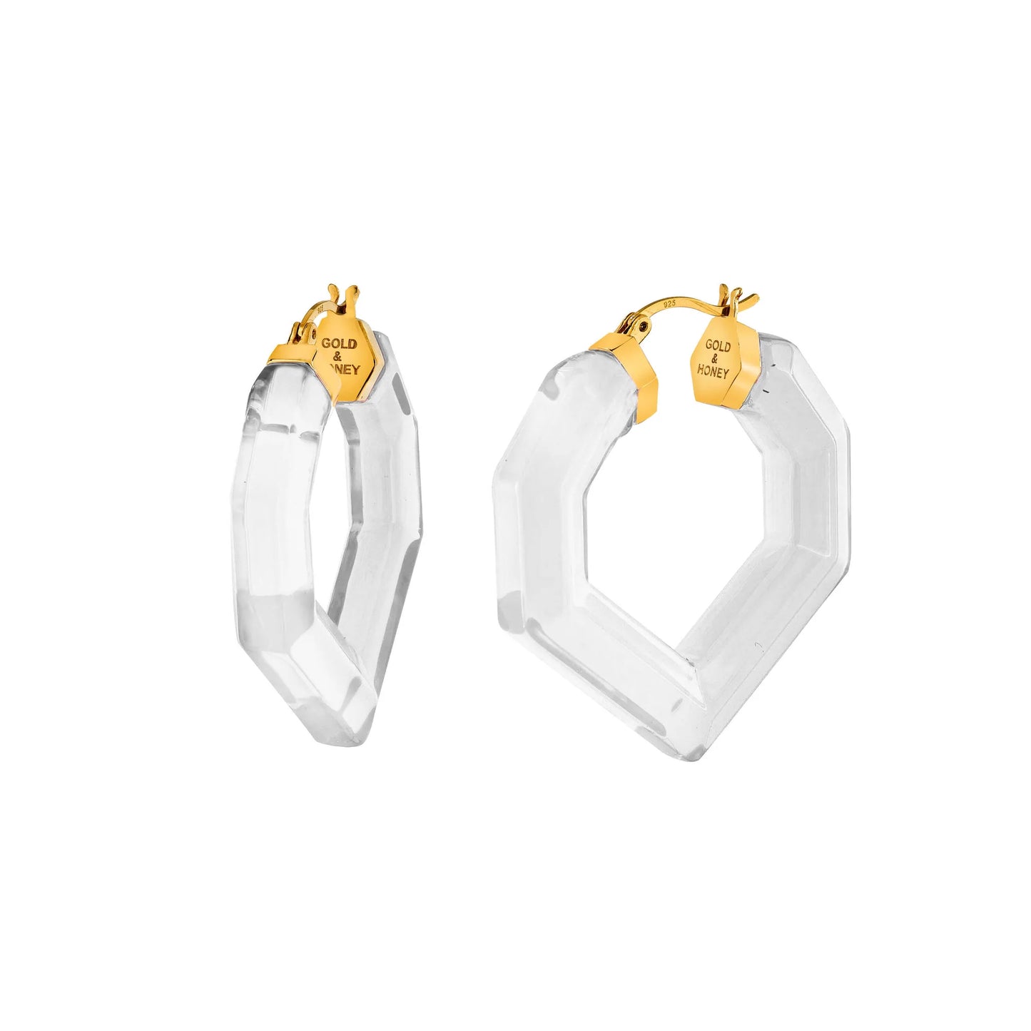 Heart Gem Lucite Hoop Earrings