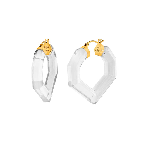 Heart Gem Lucite Hoop Earrings