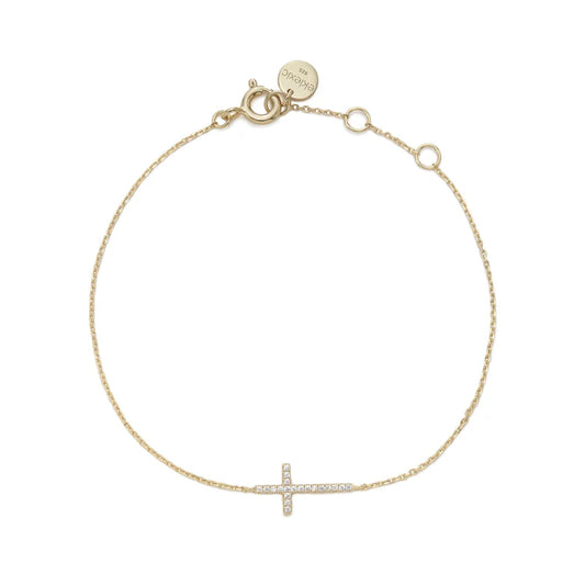 Horizontal CZ Cross Bracelet