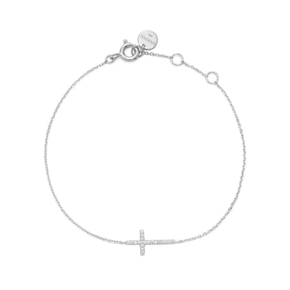 Horizontal CZ Cross Bracelet