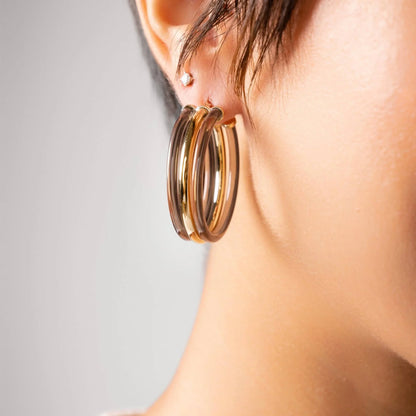 Ridge Lucite Hoop Earrings